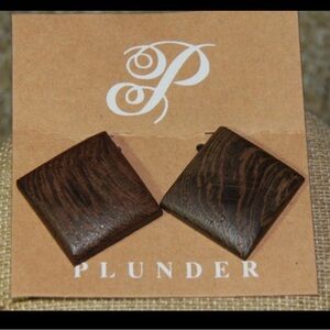Plunder Design Jewelry Gabrielle Dark Wood Square Earrings